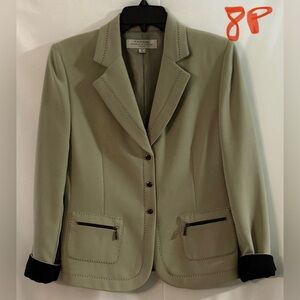 Tahari Women's Sage Green Blazer with Black Accents